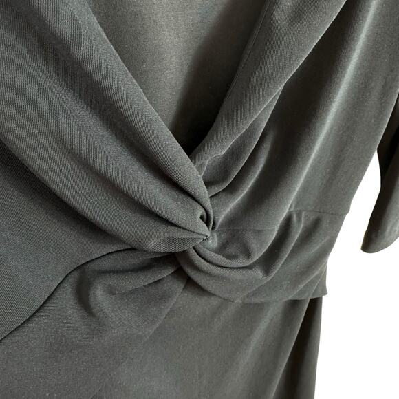 Boston Proper Black Nylon 3/4 Sleeve Jersey Knit V-Neck Sheath Dress Size 10 - Picture 3 of 7
